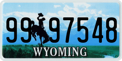 WY license plate 9997548