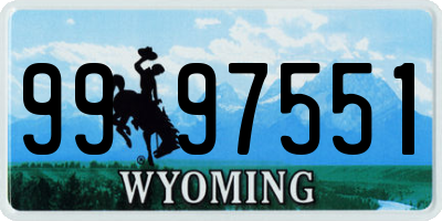 WY license plate 9997551