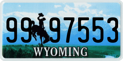 WY license plate 9997553