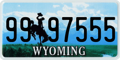 WY license plate 9997555