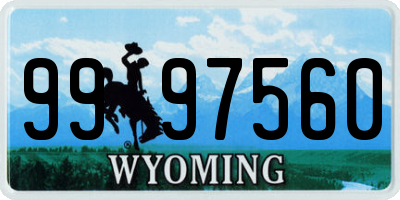 WY license plate 9997560