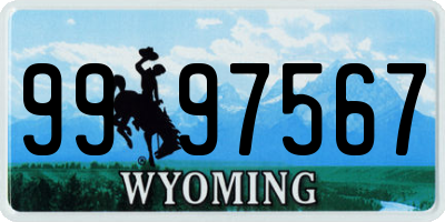 WY license plate 9997567