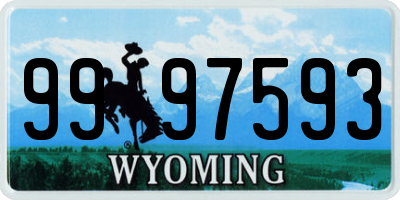 WY license plate 9997593