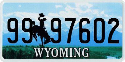 WY license plate 9997602