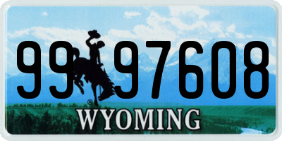WY license plate 9997608