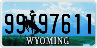 WY license plate 9997611