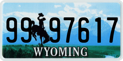 WY license plate 9997617