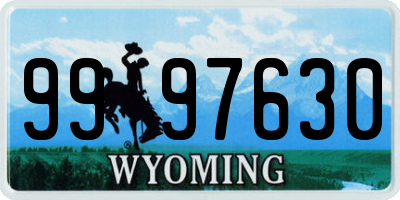 WY license plate 9997630