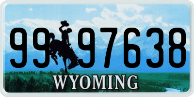 WY license plate 9997638