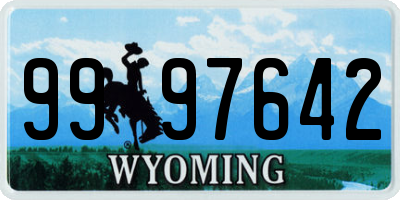 WY license plate 9997642