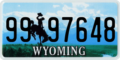 WY license plate 9997648
