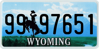 WY license plate 9997651