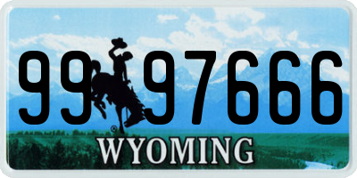 WY license plate 9997666