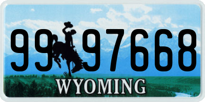 WY license plate 9997668