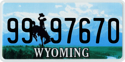 WY license plate 9997670