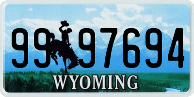 WY license plate 9997694