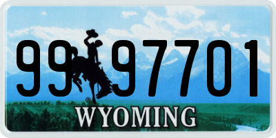 WY license plate 9997701