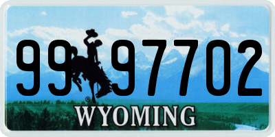 WY license plate 9997702