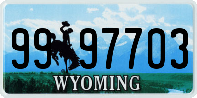 WY license plate 9997703
