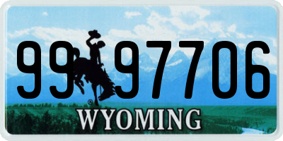 WY license plate 9997706