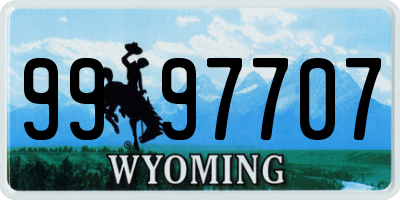 WY license plate 9997707