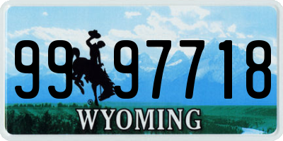 WY license plate 9997718