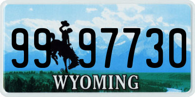 WY license plate 9997730