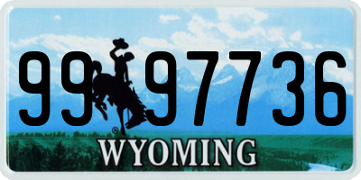 WY license plate 9997736