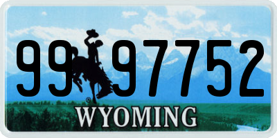 WY license plate 9997752