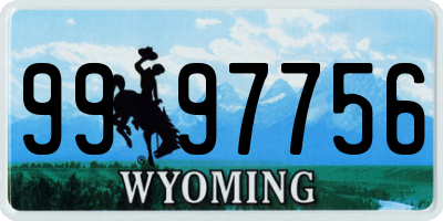 WY license plate 9997756