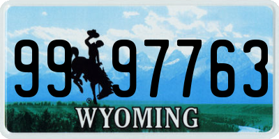 WY license plate 9997763