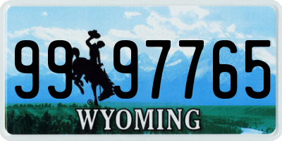 WY license plate 9997765