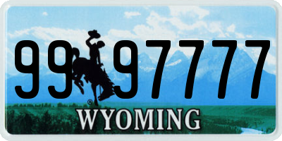 WY license plate 9997777