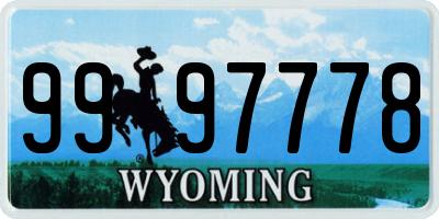 WY license plate 9997778