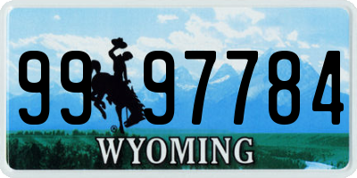 WY license plate 9997784