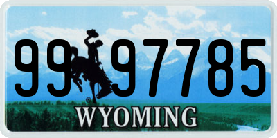 WY license plate 9997785