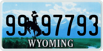 WY license plate 9997793