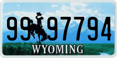 WY license plate 9997794