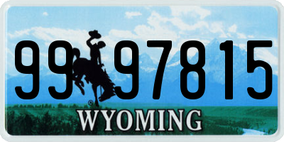 WY license plate 9997815