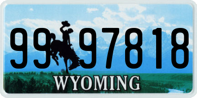 WY license plate 9997818