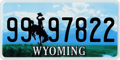 WY license plate 9997822