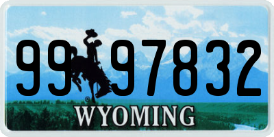 WY license plate 9997832