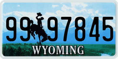 WY license plate 9997845