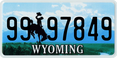 WY license plate 9997849