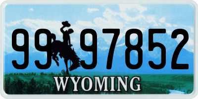 WY license plate 9997852