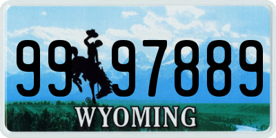 WY license plate 9997889