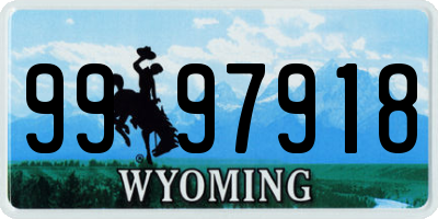 WY license plate 9997918