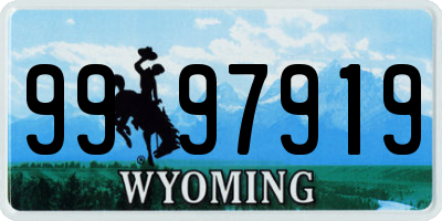 WY license plate 9997919