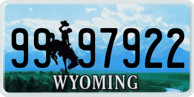 WY license plate 9997922