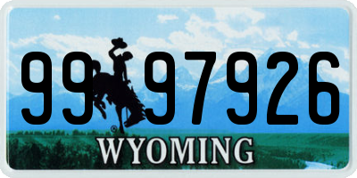 WY license plate 9997926